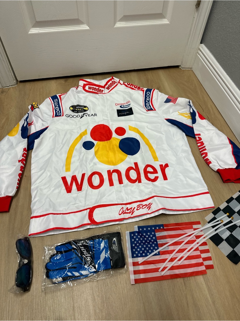 Ricky Bobby Talladega Nights Nascar Wonder Bread Adult Racing Costume New Sz L